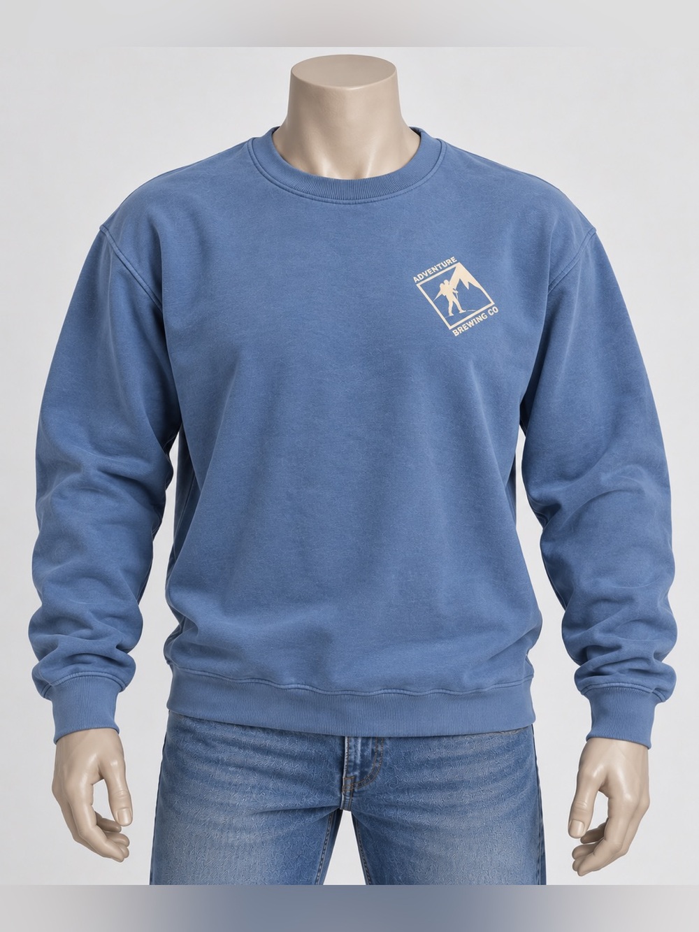 Adventure Brewing Co Sweatshirt Blue Climbing Mountain Graphic Crewneck